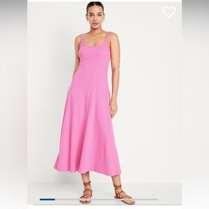 Old Navy Fit & Flare Rib-Knit Maxi Dress Small Pink